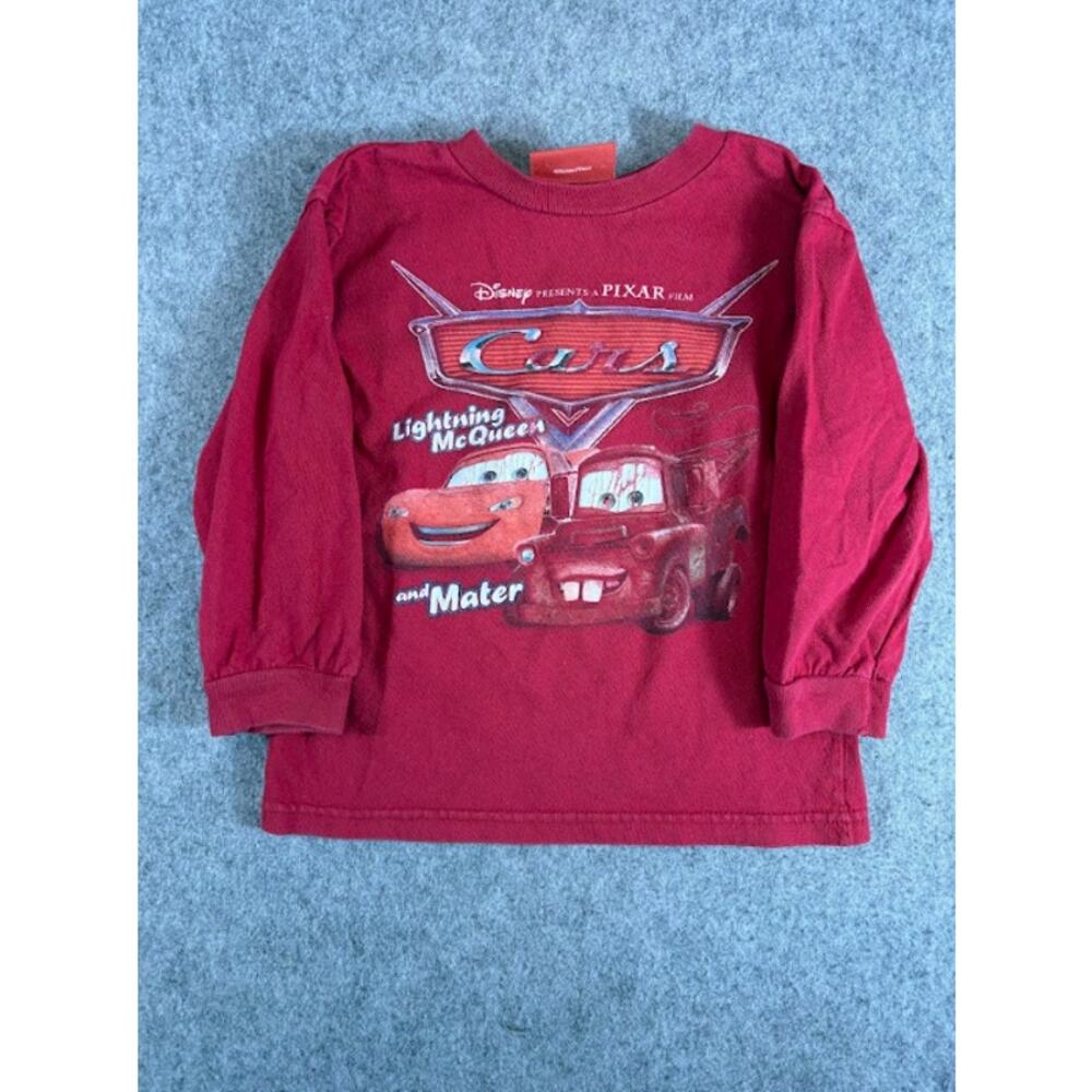 Disney Pixar Cars Long Sleeve Shirt Kids Boy 4T Red Lightning McQueen Mater Y2K